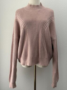 Kendall & Kylie Sweater L Pink Mock Neck Chunky Knit Pullover Cozy Soft Girl